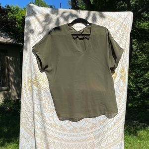 Army Green Chiffon Top